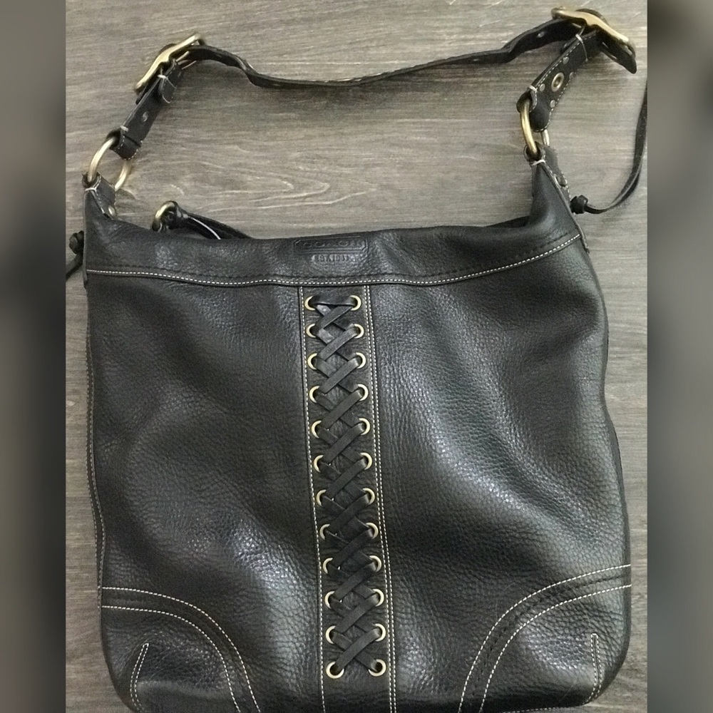 Coach Brown Pebbled Leather XL Grommet Hobo bag